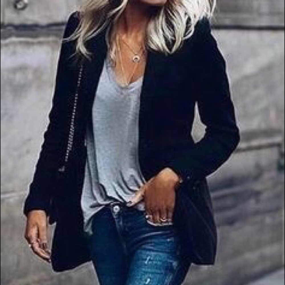 DKNY Black Velvet Blazer